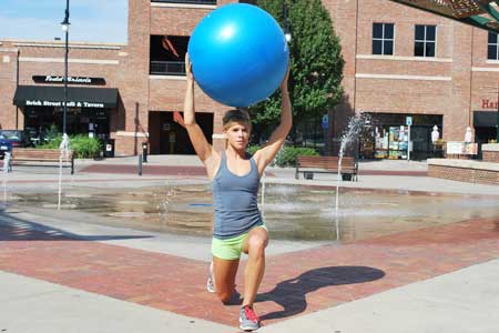 Lunge with Ball Overhead