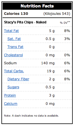 stacys pita chips nutrition facts