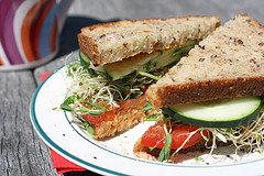 vegetarian sandwich with hummus