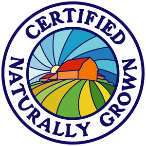 round certified naturally grown seal
