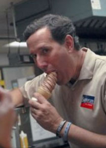 Rick Santorum with chocolate ice cream cone