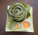 Steamed Artichokes with Roasted Pepper Dip Photo