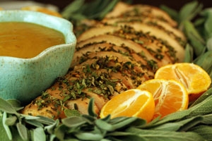 Herb-Orange Turkey Breast with Roasted Pear Gravy Photo