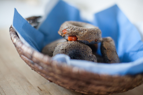 RECIPE: Blue Cornbread Donut Stuffed with Andouille Sausage and Peppers
